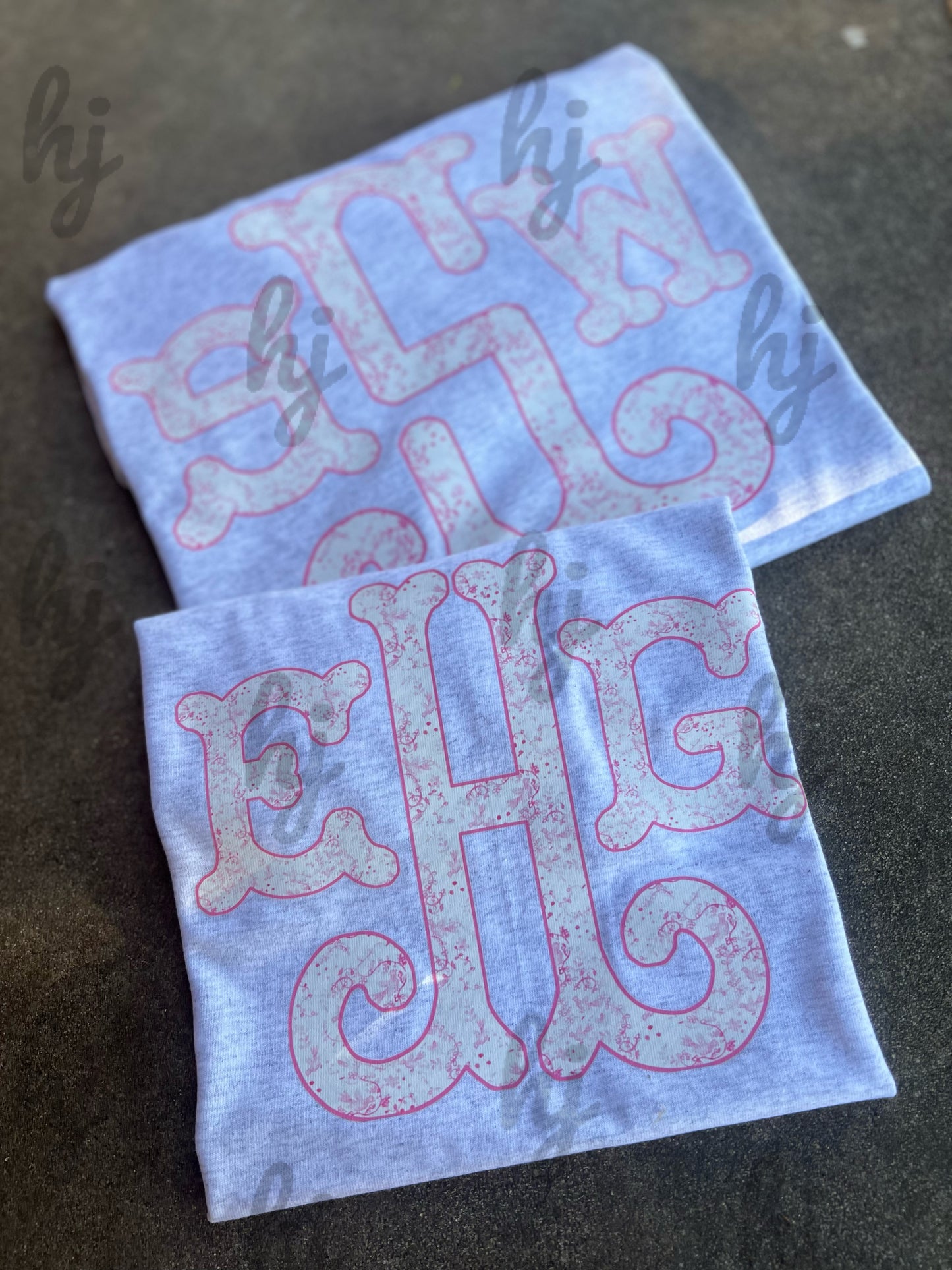 Youth Pink Toile Monogram Tee