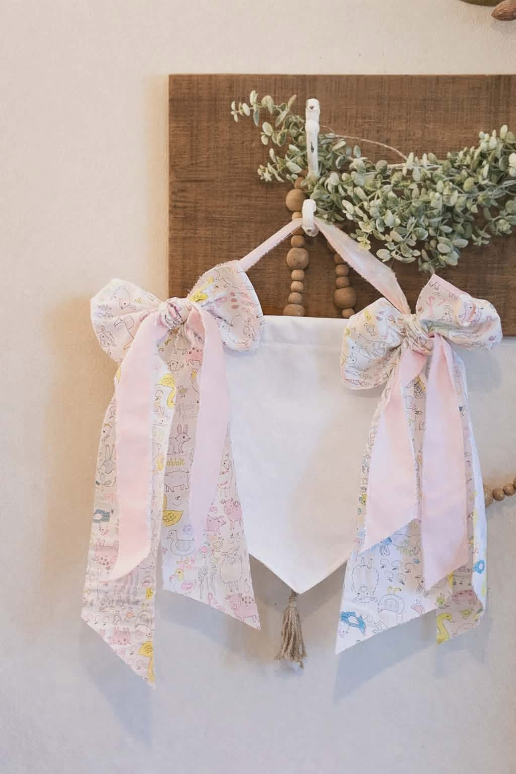 Embroidered Baby Banners With Bows