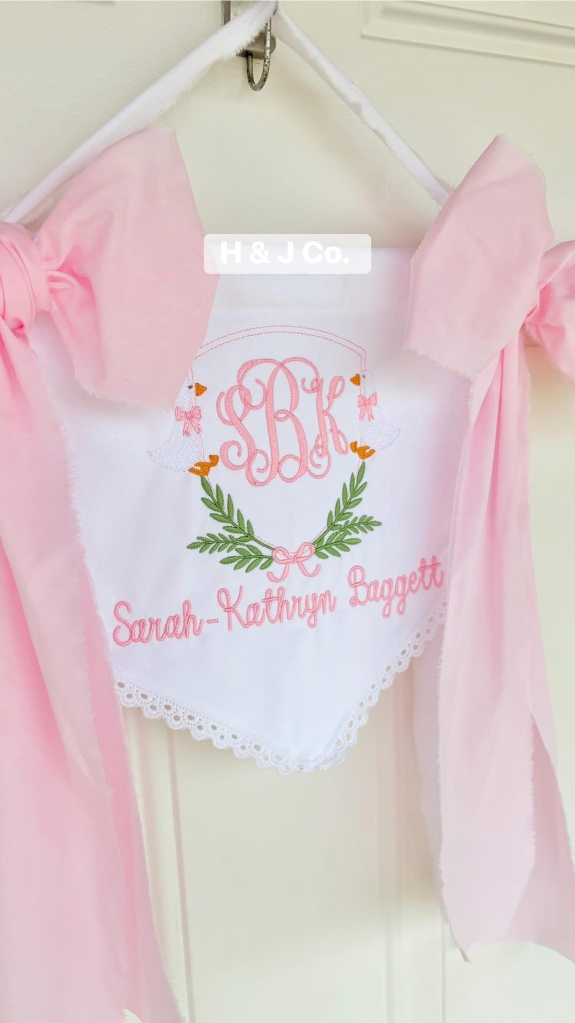 Embroidered Baby Banners With Bows