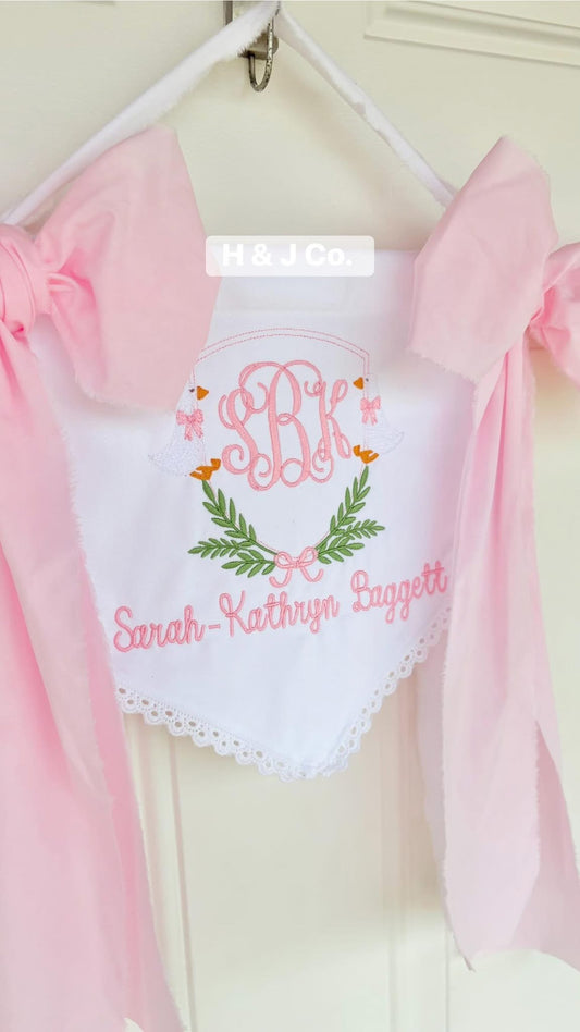 Embroidered Baby Banners With Bows