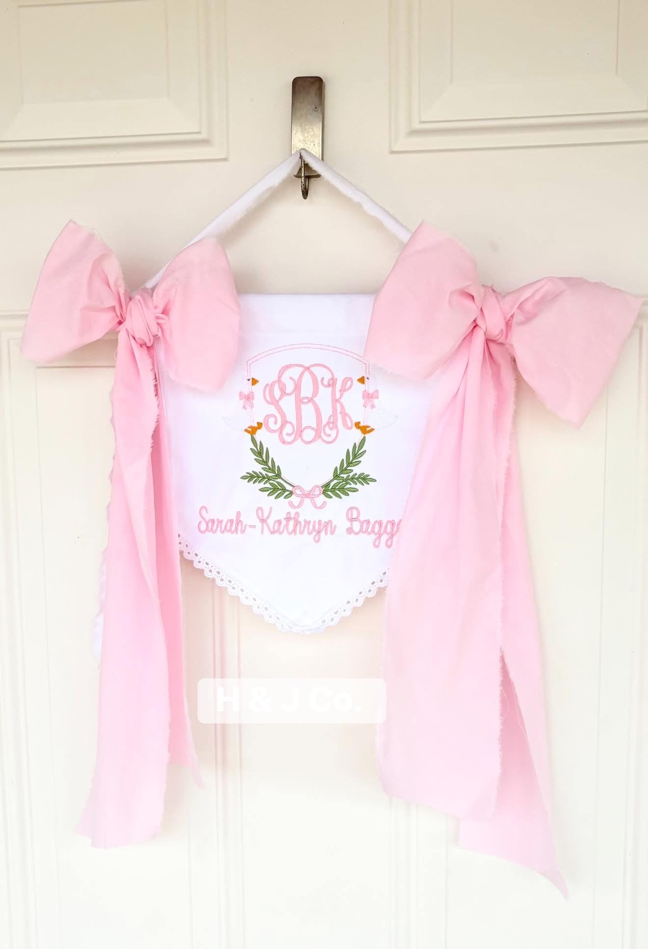 Embroidered Baby Banners With Bows