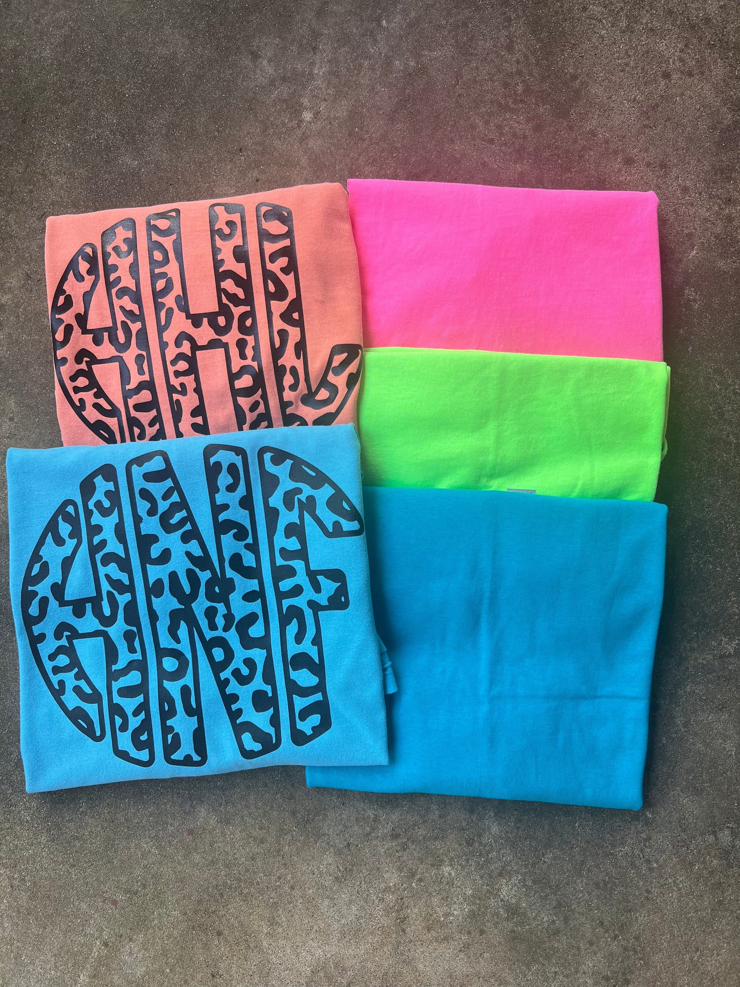 Leopard Print Monogram Neon Tee