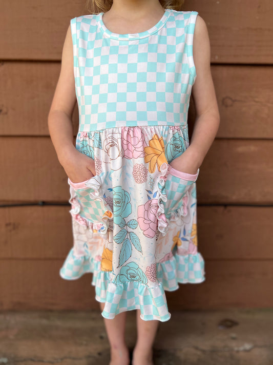 Spring Flowers Pocket Dress